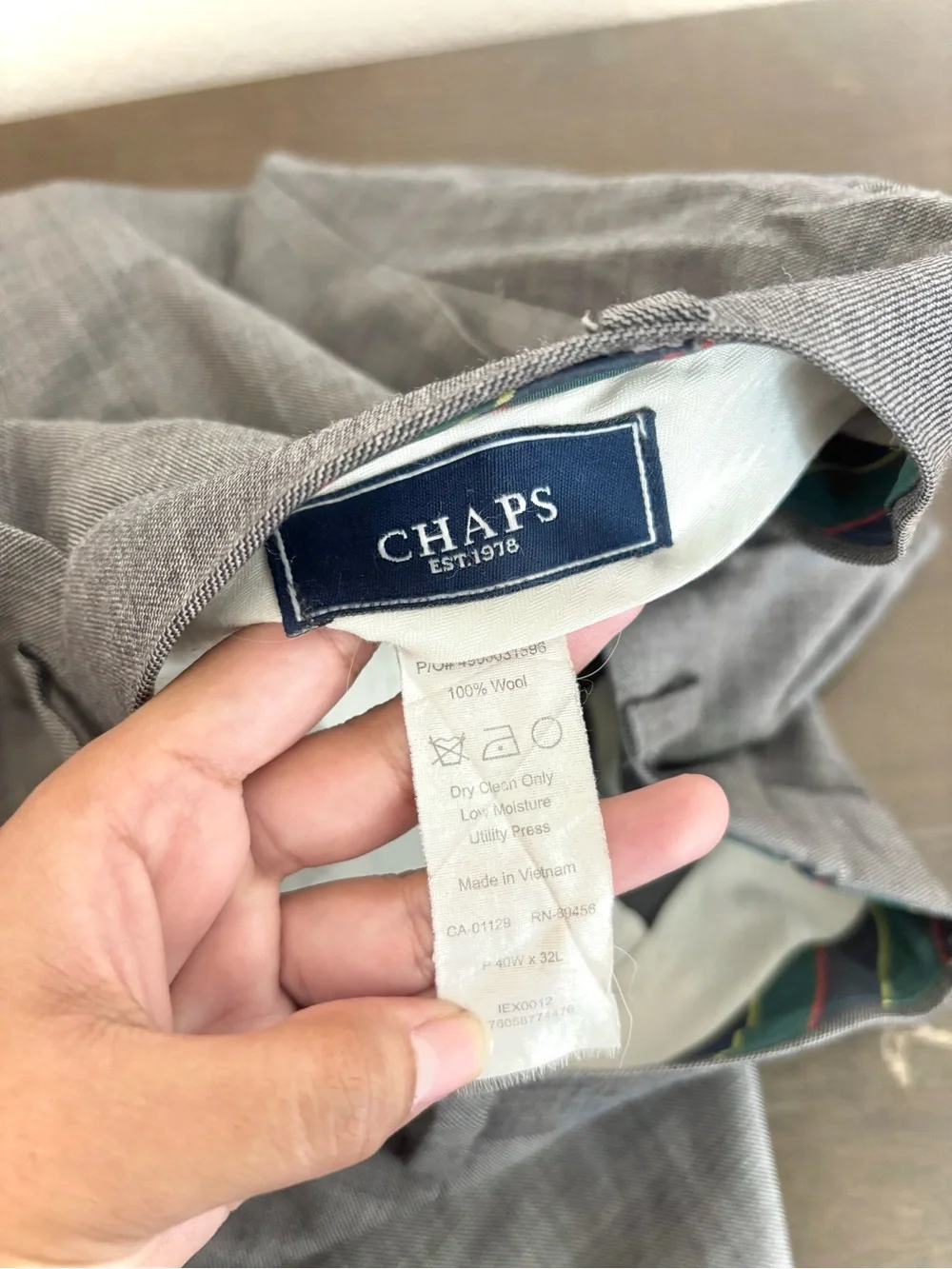 Chaps Mens Gray 100% Wool Dress Pants Pleated Cuffed Classic Trousers 40x32